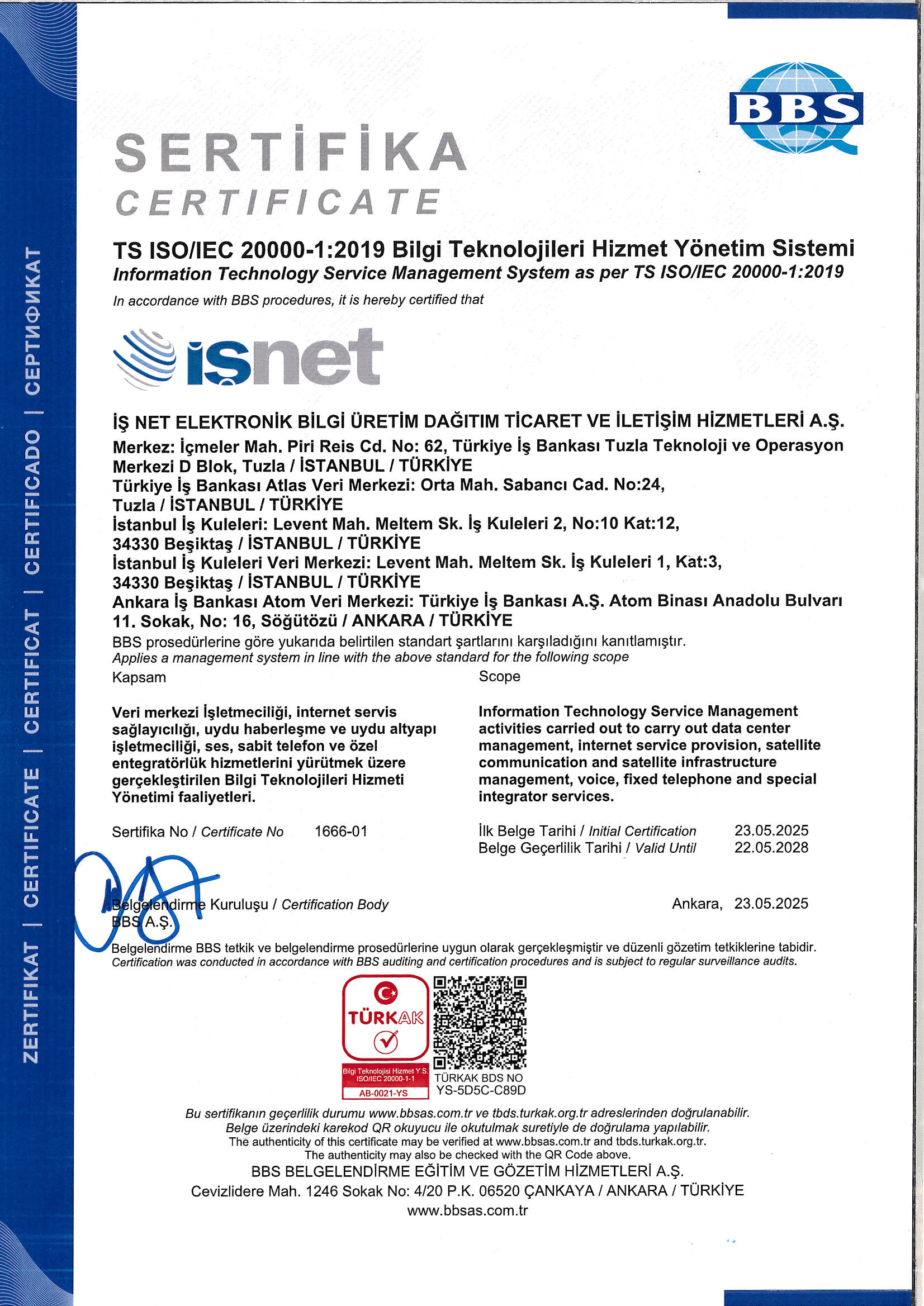 ISO 20000-1 Bilgi Teknolojisi Hizmet Yönetim Sistemi