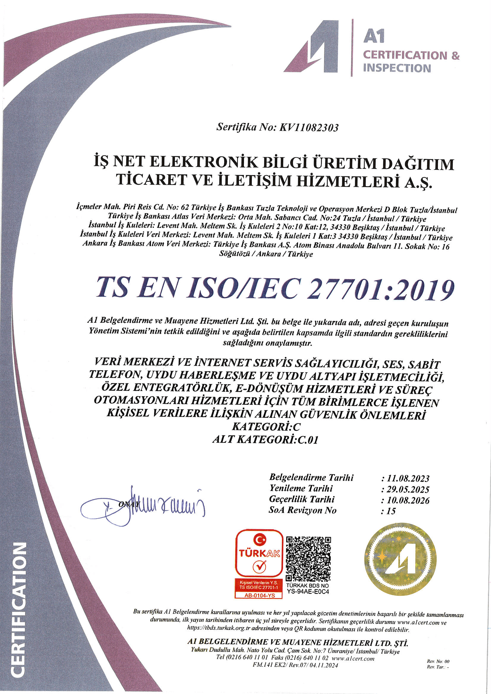 ISO 27701 Kişisel Veri ve Bilgi Gizliliği Yönetim Sistemi